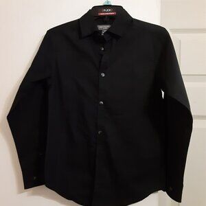 Boys Van Heusen Size S/P 8 Flex Dress Shirt Long Sleeve Black